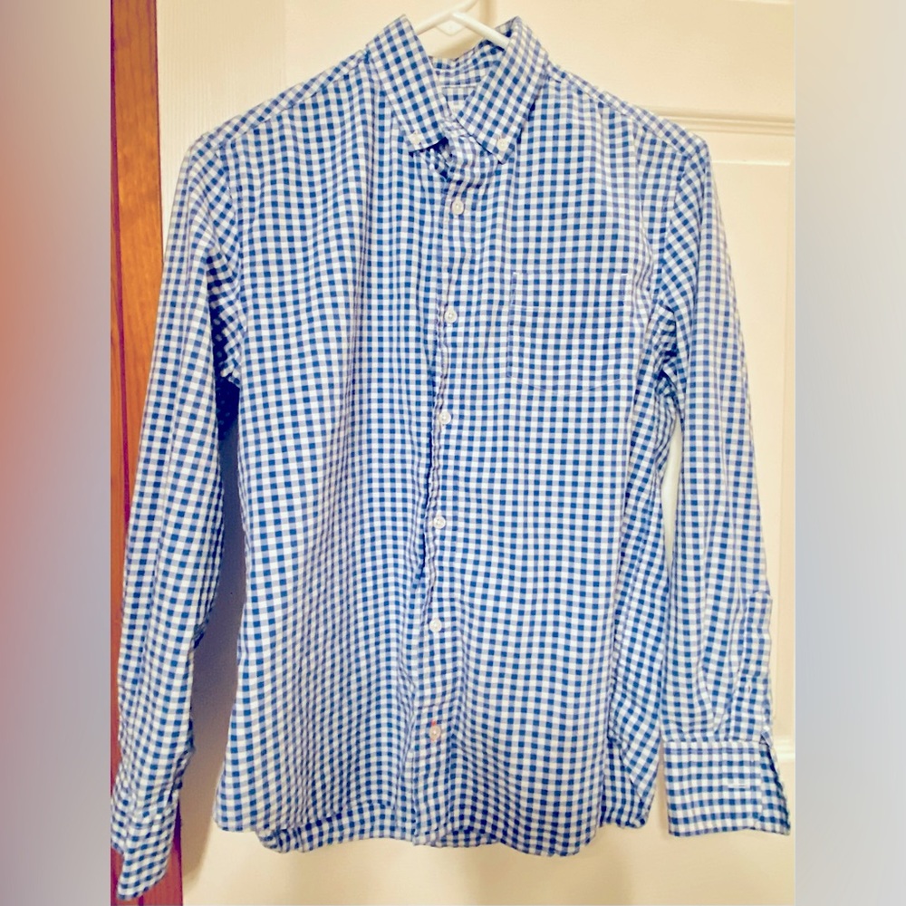 J. Crew Crewcuts Everyday Size 14 Blue and White Checked Shirt EUC
